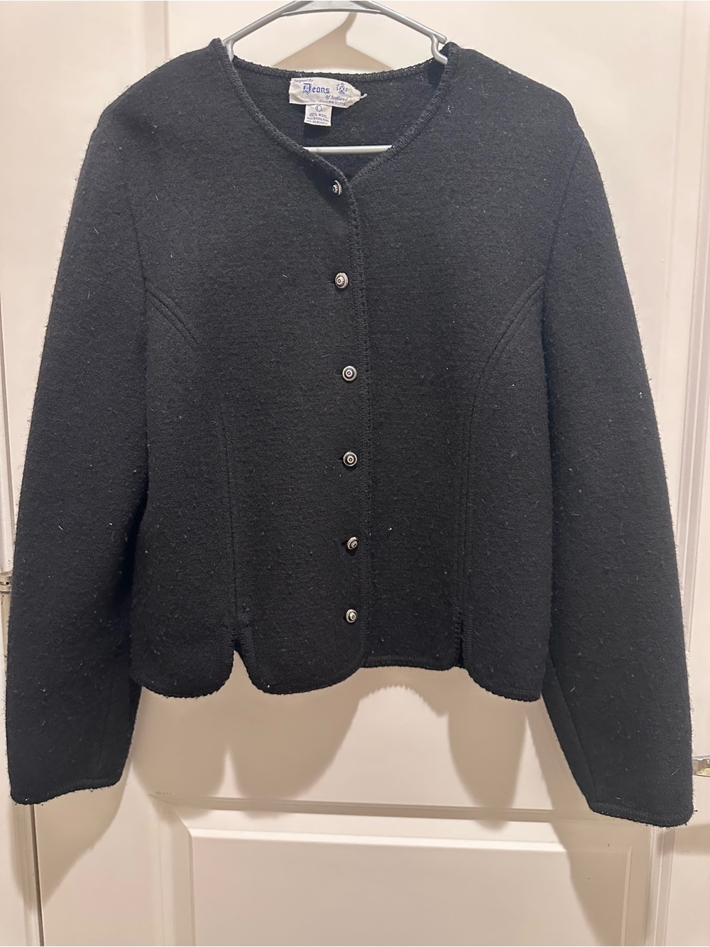 Deans of Scotland Black Button-Front Wool Cardigan